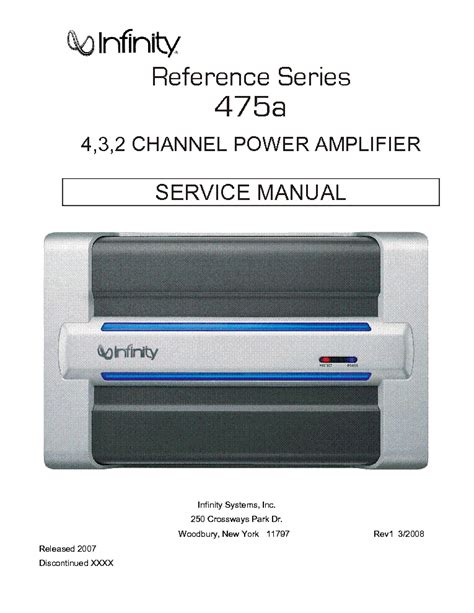 Infinity Reference Series 5761a Amplifier Owner's Manual PDF.